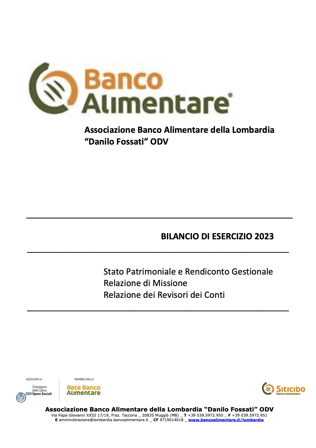 Bilancio di Esercizio Lombardia 2023